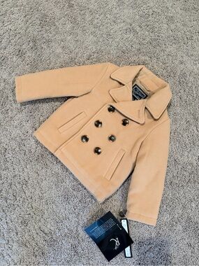 Rothschild Girls Camel Double-Breasted Pea Coat